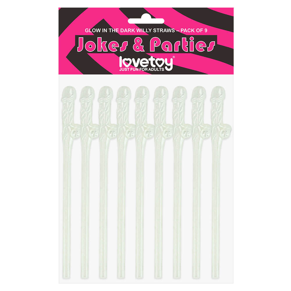 Lovetoy Glow in the Dark Willy Straws Pack of 9