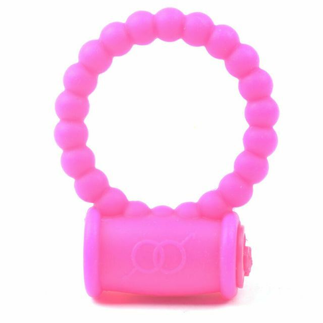 Beaded Silicone Vibrating Cock Ring with on/off switch