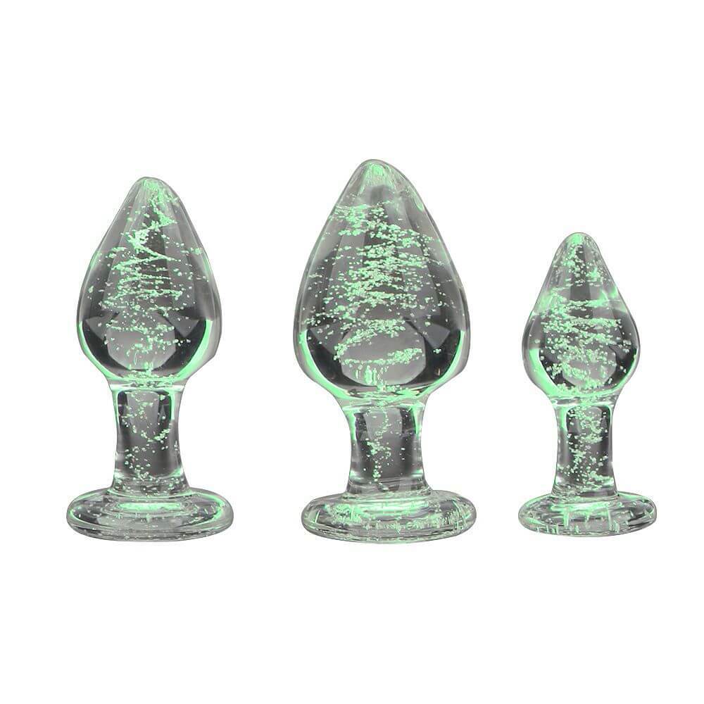 Glow In The Dark Glass Butt Plug Anal Sex Toy