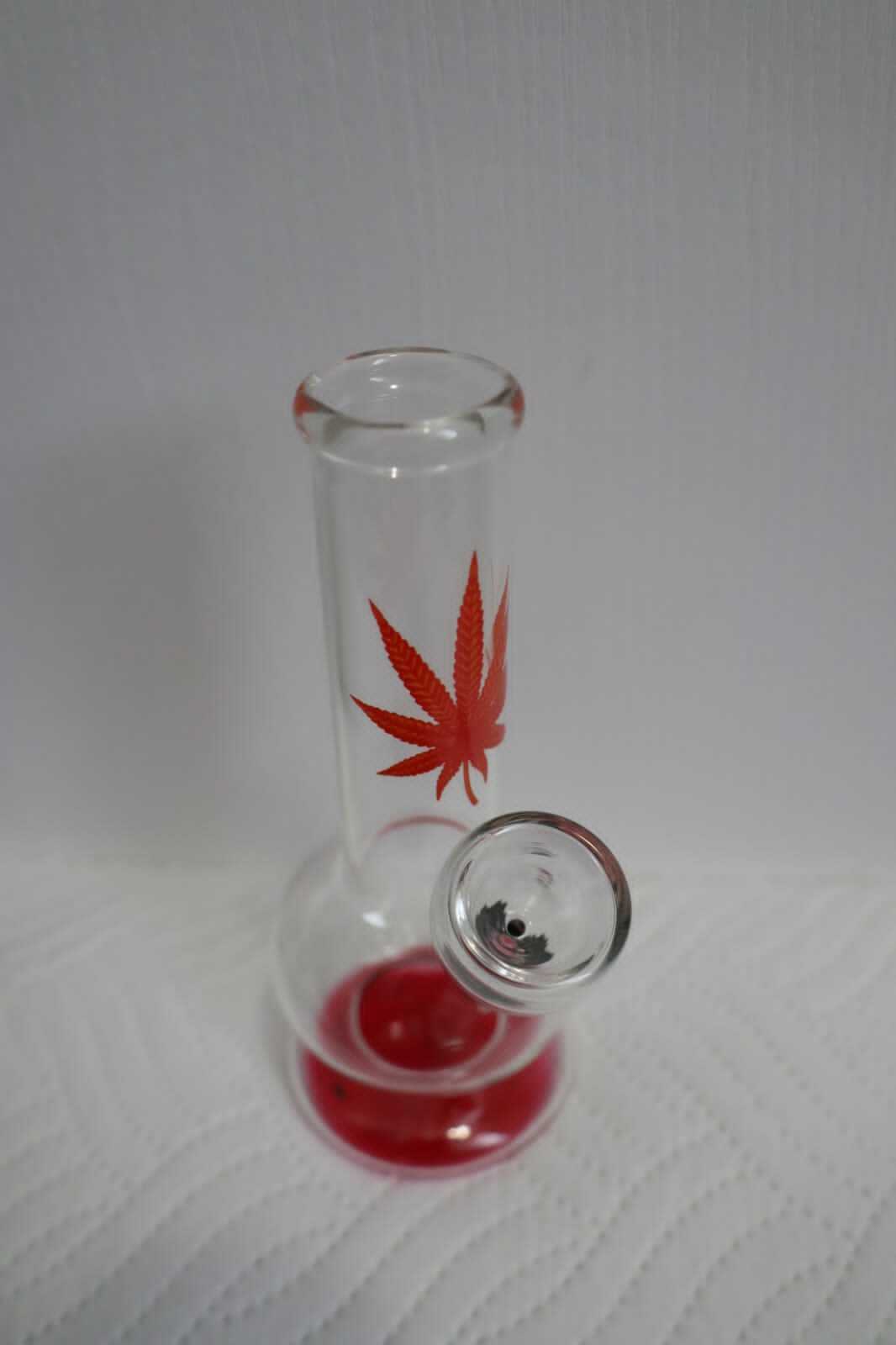 Glass Weed Leaf Bong 15cm - Assorted Colour Print